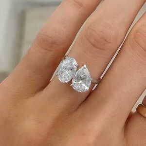 Toi it Moi 5CT Oval Pear Cut Lab Created Diamond 925 Sterling Silver Ring